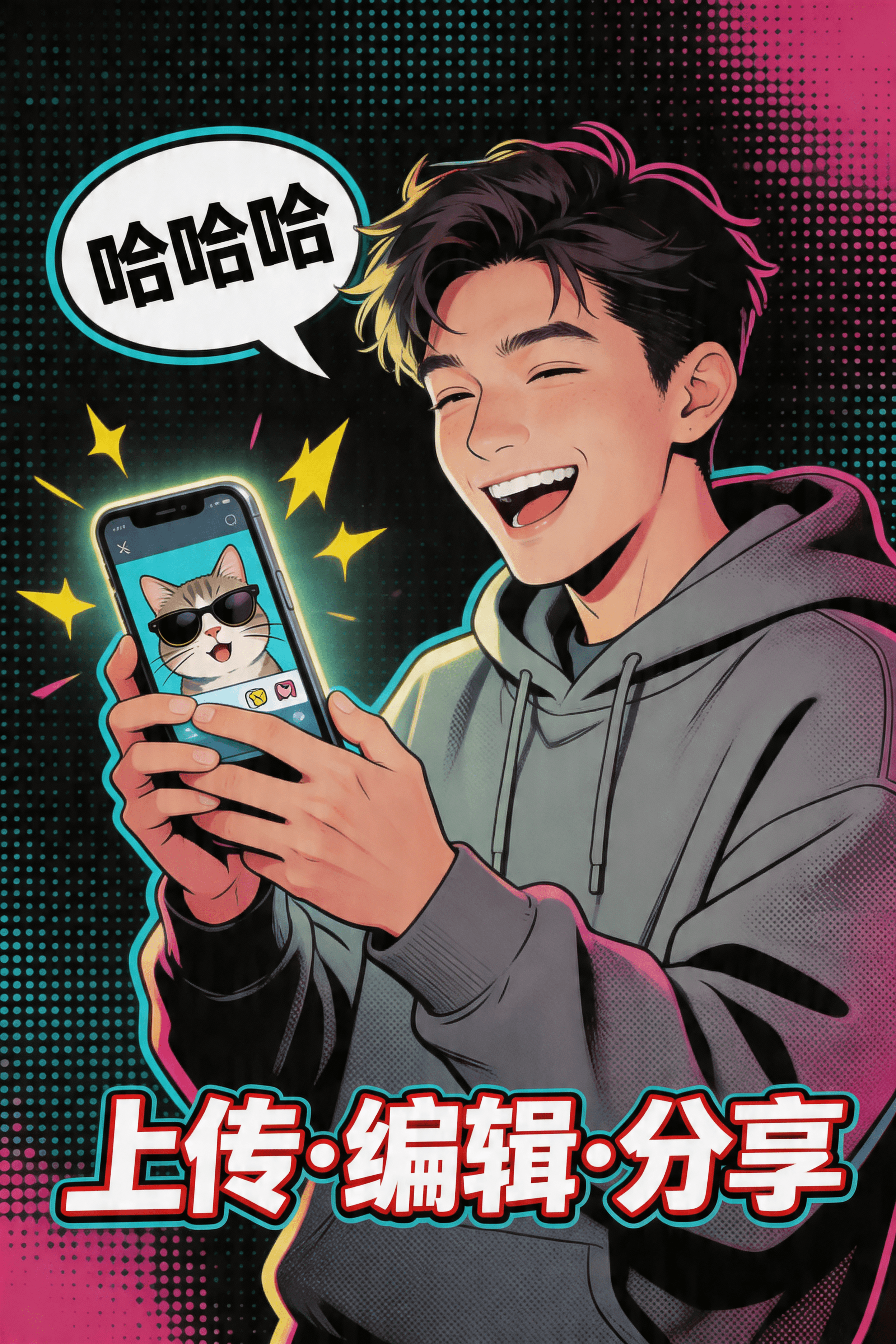 表情包生成器宣传图2 - 上传编辑分享